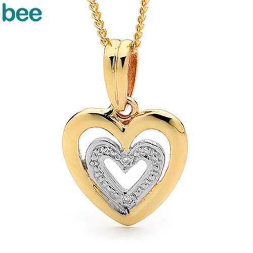 Image of 9 kt guld Diamond set Heart collier blank fra Bee Jewelry